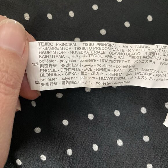 Zara Polka Dot Sheer Blouse S Oversized Peter Pan Claudine Collar Tie Neck Bow - Picture 13 of 16